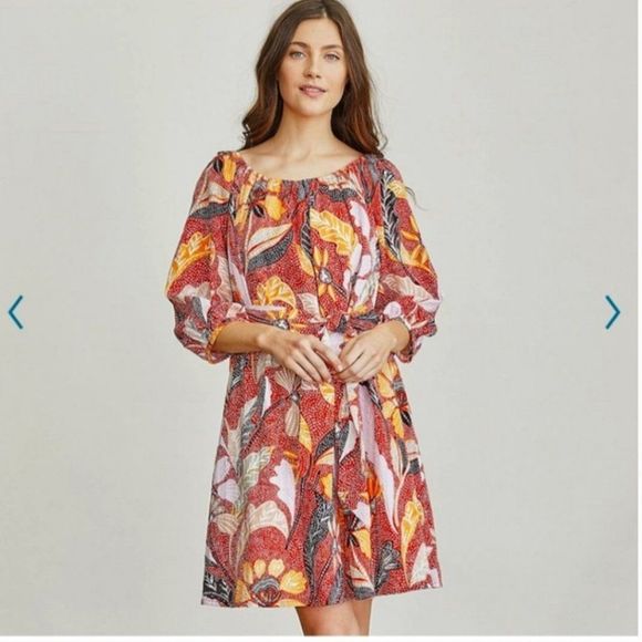 ELIZABETH + james Dress Belted Uptown casual day glow Marika Garden - Picture 1 of 8